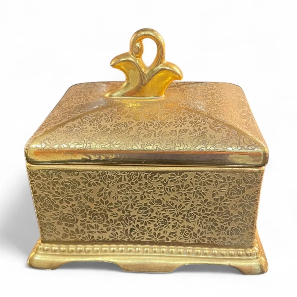 Vintage Le Mieux China 24K Gold & Platinum Trinket Box – Gift Ready